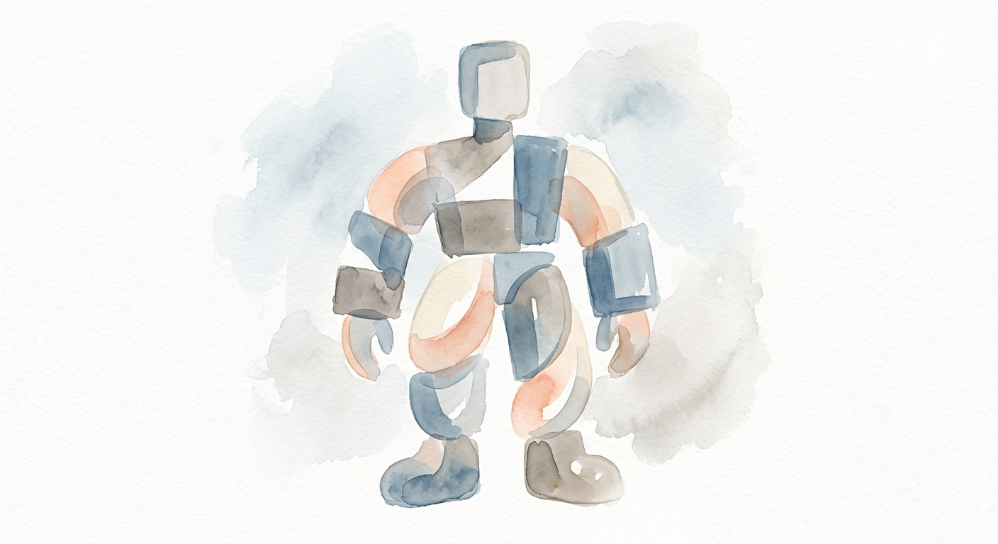 Verspielte 3D-Silhouette aus geometrischen Formen in Pastellfarben