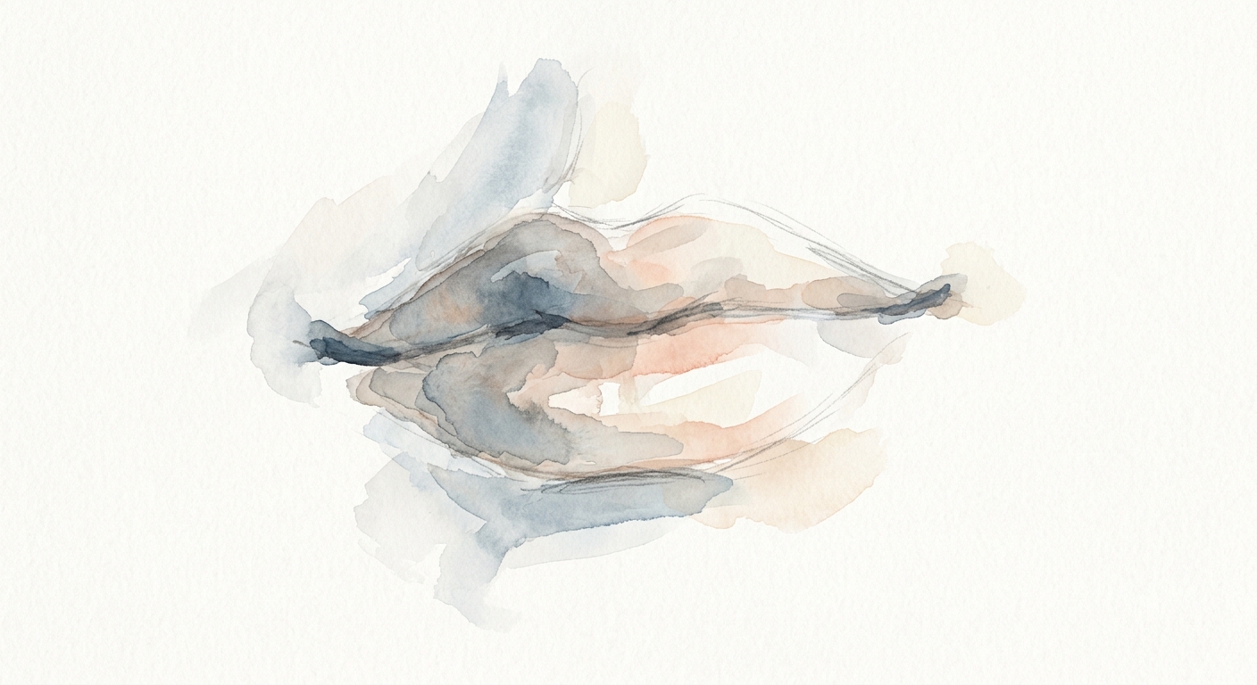 Nahaufnahme einer leicht angehobenen Mundpartie, Aquarellskizze