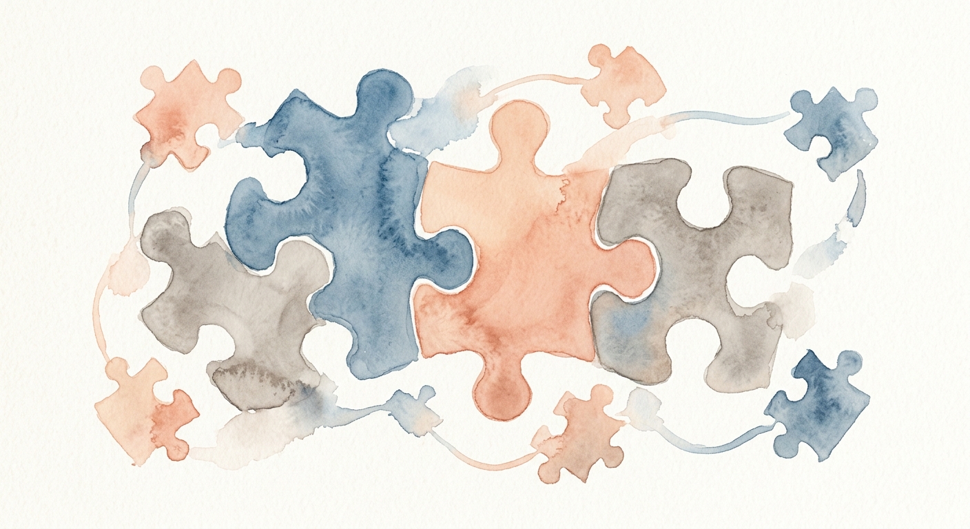 Puzzleteile symbolisieren das Zusammenspiel von Hard und Soft Skills