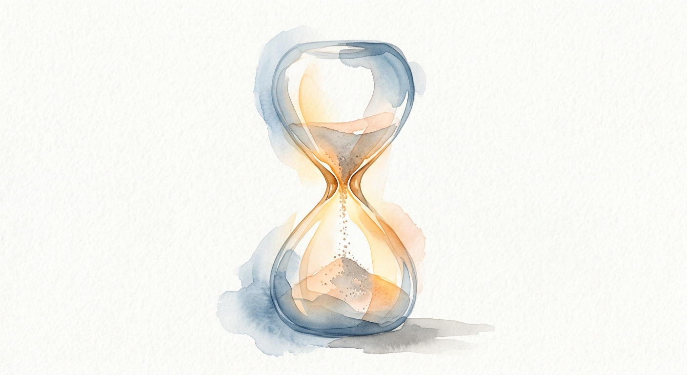 Aquarell einer Sanduhr als Symbol für die schnelle Bewerbung