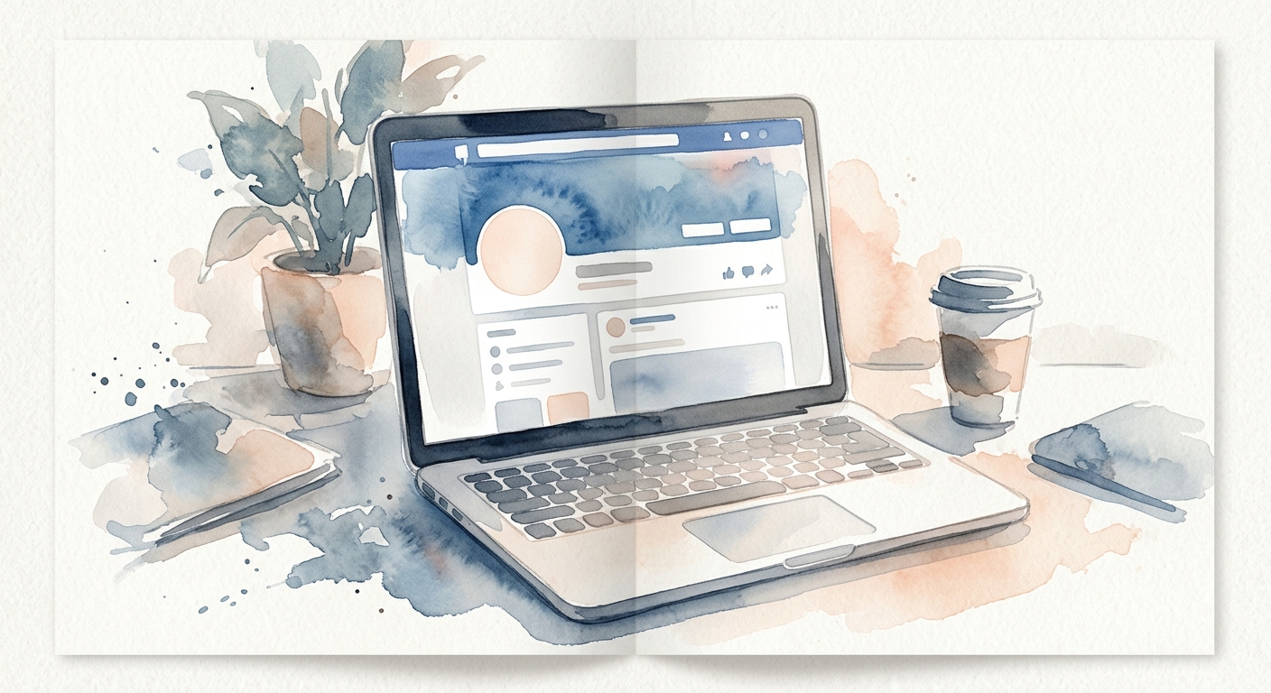 Illustration eines Laptop-Bildschirms mit LinkedIn-Profillayout
