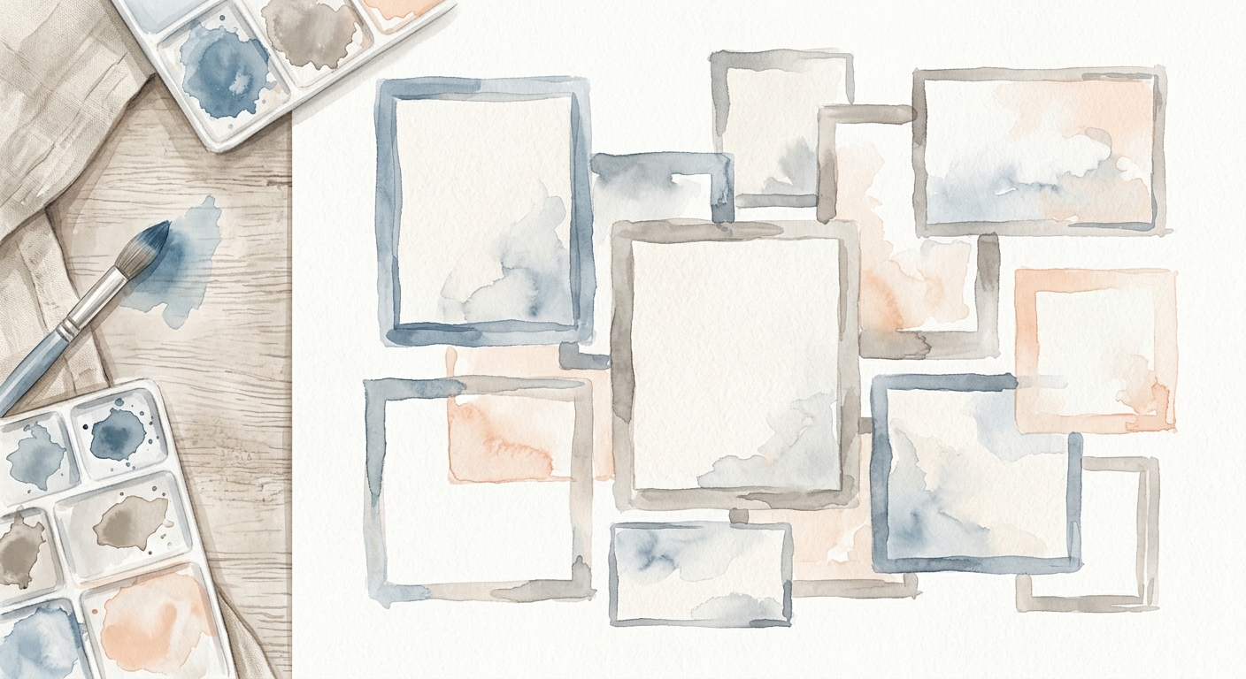Aquarell-Komposition mit rechteckigen Rahmen in verschiedenen Seitenverhaeltnissen