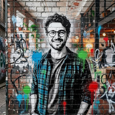 Banksy-Style als Streamer-Overlay – Streamer-Overlay mit eigener — KI-generiertes Beispiel 24
