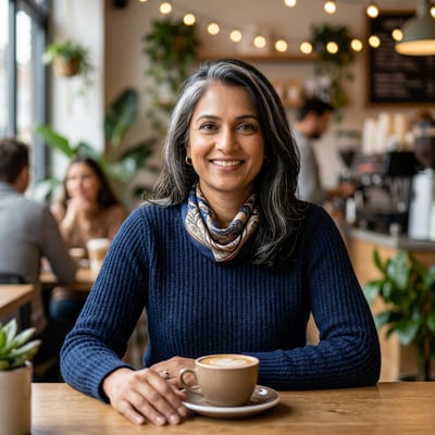Dein Portrait beim Café-Arbeiten — KI-generiertes Beispiel 49