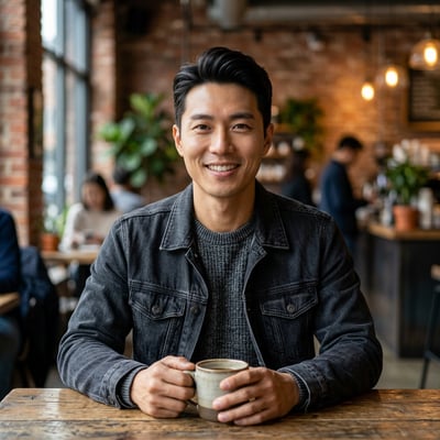 Dein Portrait beim Café-Arbeiten — KI-generiertes Beispiel 46