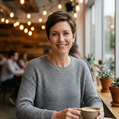 Dein Portrait beim Café-Arbeiten — KI-generiertes Beispiel 35