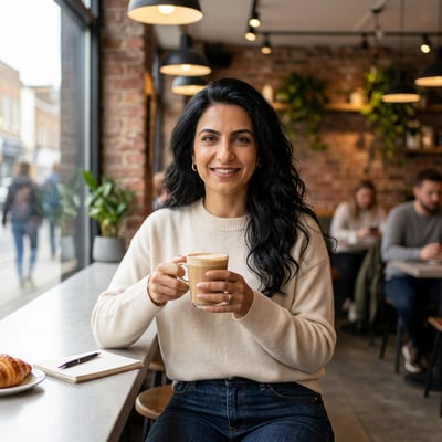Dein Portrait beim Café-Arbeiten — KI-generiertes Beispiel 23
