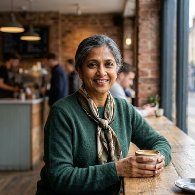Dein Portrait beim Café-Arbeiten — KI-generiertes Beispiel 29
