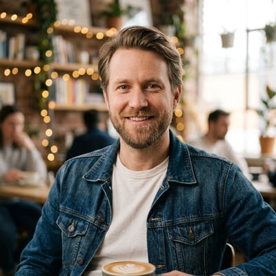 Dein Portrait beim Café-Arbeiten — KI-generiertes Beispiel 12