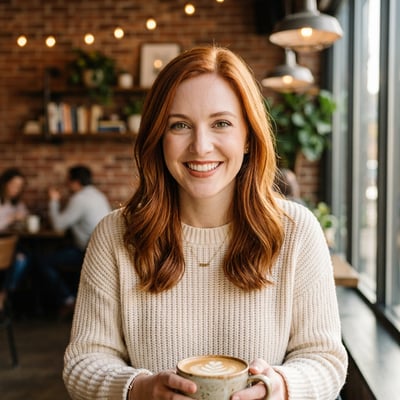 Dein Portrait beim Café-Arbeiten — KI-generiertes Beispiel 15