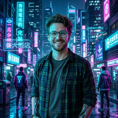 Cyberpunk als Streamer-Overlay – dein Bild im Stream-Look — KI-generiertes Beispiel 24