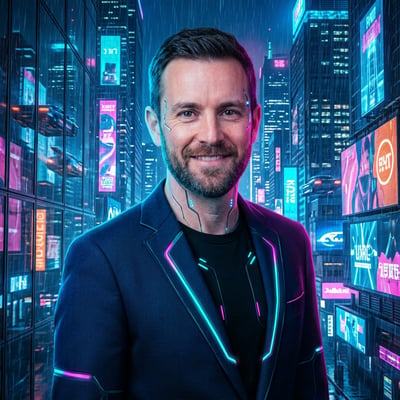 Cyberpunk als Streamer-Overlay – dein Bild im Stream-Look — KI-generiertes Beispiel 1