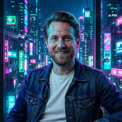 Cyberpunk als Streamer-Overlay – dein Bild im Stream-Look — KI-generiertes Beispiel 39