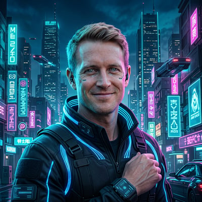Cyberpunk als Streamer-Overlay – dein Bild im Stream-Look — KI-generiertes Beispiel 8