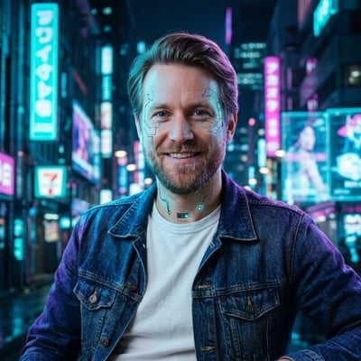 Cyberpunk als Streamer-Overlay – dein Bild im Stream-Look — KI-generiertes Beispiel 12