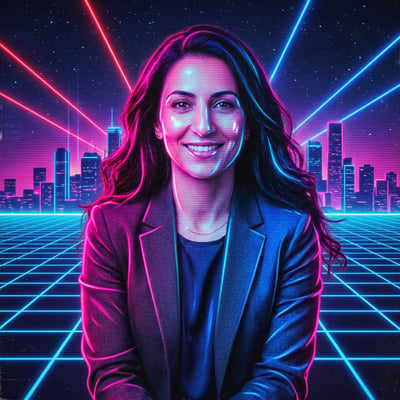 Retro-80er-Neon-Profilbild für Instagram – Synthwave trifft Feed — KI-generiertes Beispiel 48
