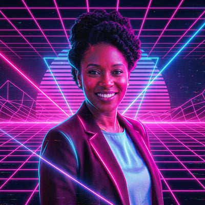 Retro-80er-Neon-Profilbild für Instagram – Synthwave trifft Feed — KI-generiertes Beispiel 3