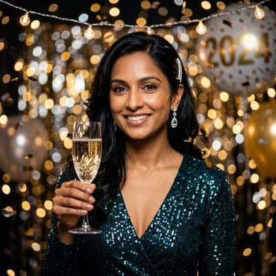 Dein Silvester-Portrait mit Katze – glamourös und nah — KI-generiertes Beispiel 5