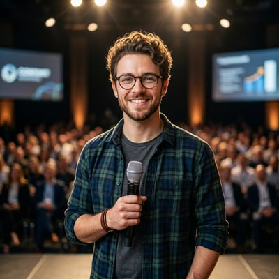 Dein Speaker-Profilbild als Autor — die Stimme hinter den Worten, auf — KI-generiertes Beispiel 24