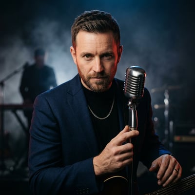 Dein Spotify-Künstlerporträt als Rock-Artist — Energie, die man sieht — KI-generiertes Beispiel 1