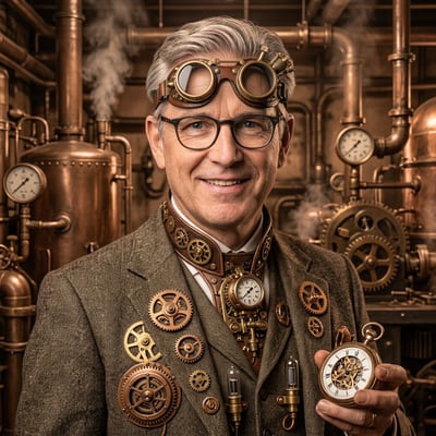 Steampunk zum Geburtstag: Geburtstagsgeschenk, das wirklich im Kopf — KI-generiertes Beispiel 46