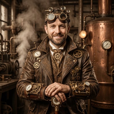 Steampunk zum Geburtstag: Geburtstagsgeschenk, das wirklich im Kopf — KI-generiertes Beispiel 6