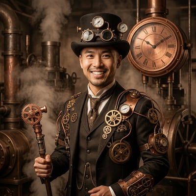 Steampunk zum Geburtstag: Geburtstagsgeschenk, das wirklich im Kopf — KI-generiertes Beispiel 10