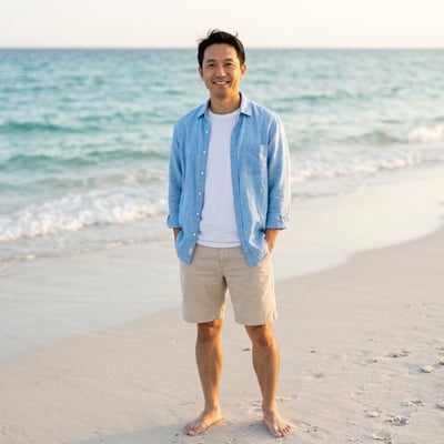 Strand & Meer für dein entspanntes Profilbild — KI-generiertes Beispiel 30