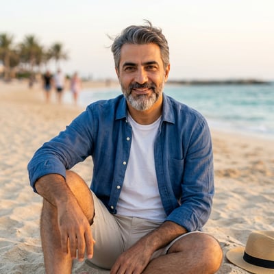 Strand & Meer für dein entspanntes Profilbild — KI-generiertes Beispiel 14