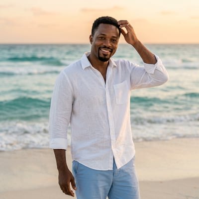 Strand & Meer für dein entspanntes Profilbild — KI-generiertes Beispiel 43