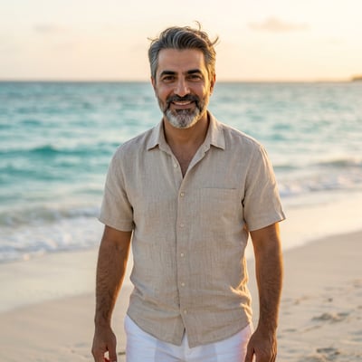 Strand & Meer für dein entspanntes Profilbild — KI-generiertes Beispiel 38